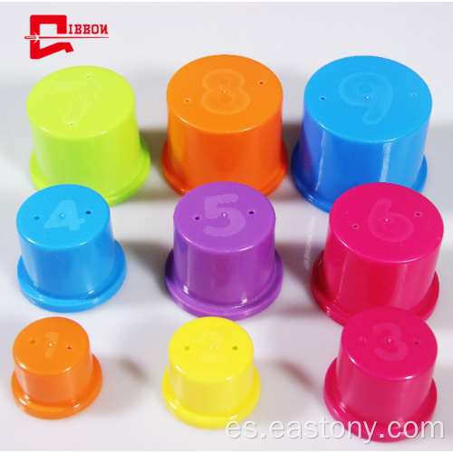 Juego educativo 9 tazas en diferentes colores